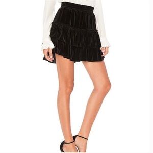 Misa Marion Black Velvet Skirt
